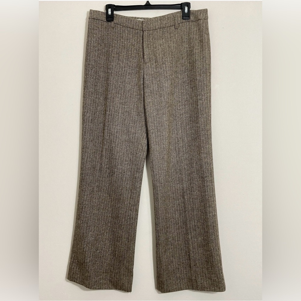 VERTIGO Paris Womens Flat Front Wide Leg Pants Size 10 Made France Wool Blend